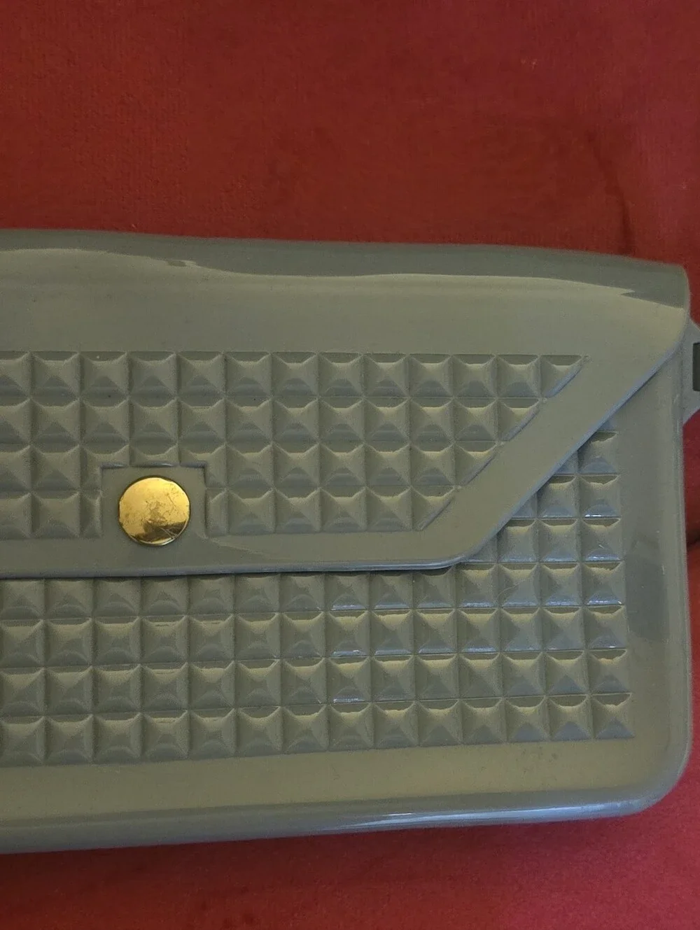 Gray Textured Envelope Clutch Wristlet Flexible Rubbery